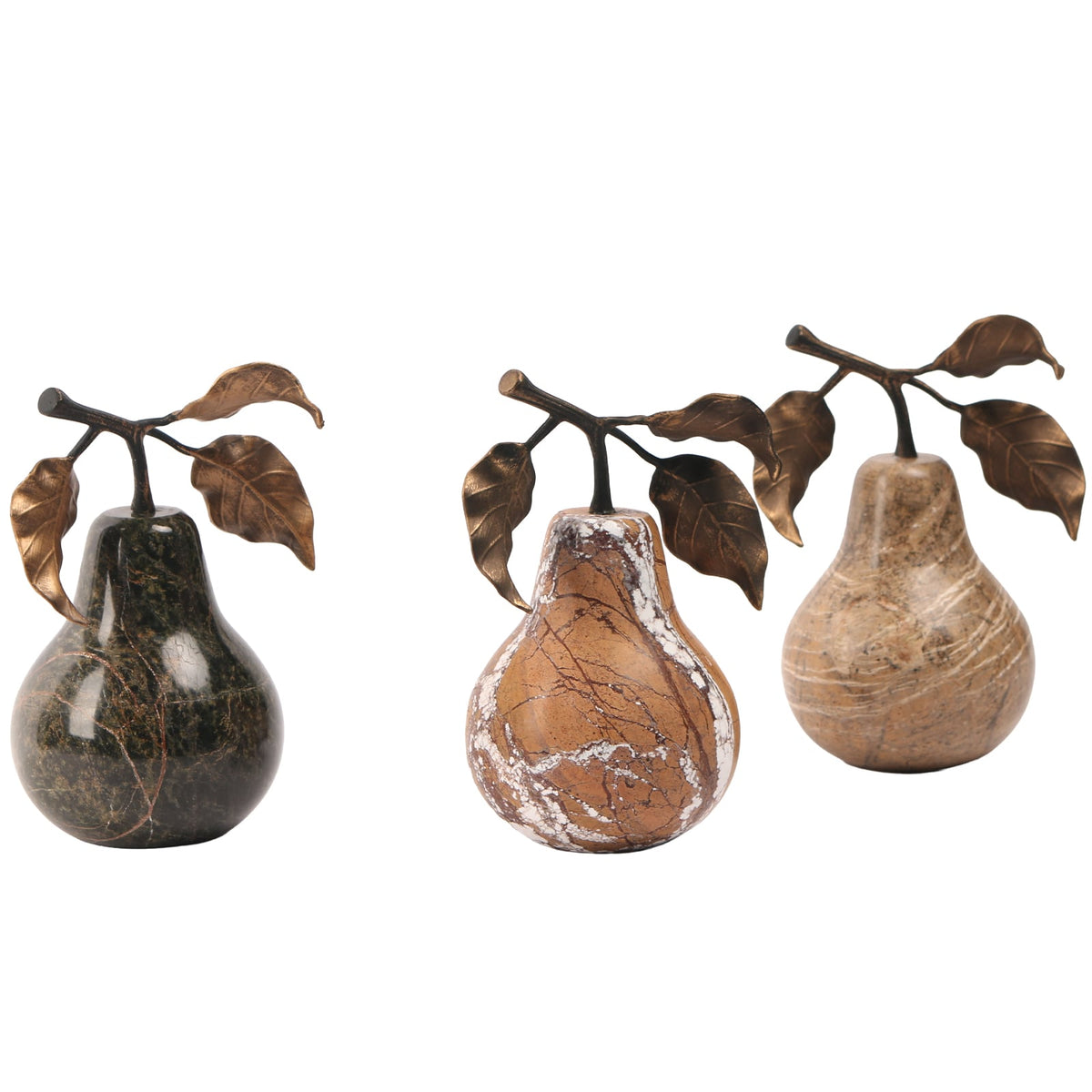 Pear Ornament in Golden Bronze Marble