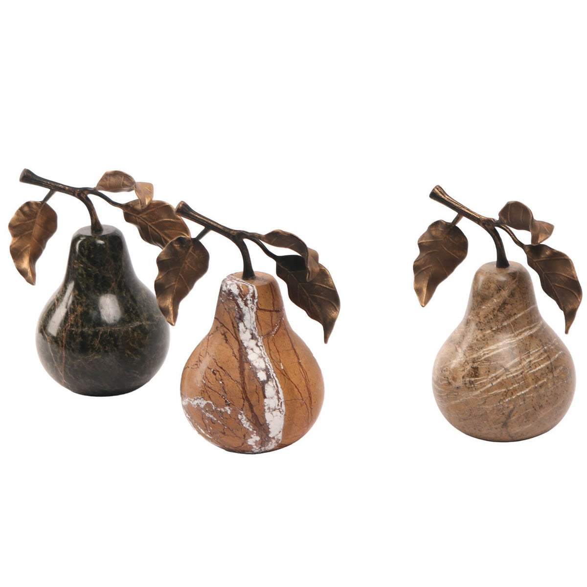 Pear Ornament in Forest Green Marble