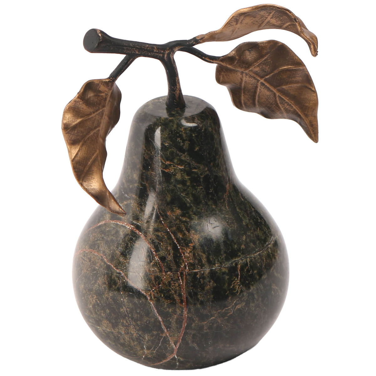 Pear Ornament in Forest Green Marble