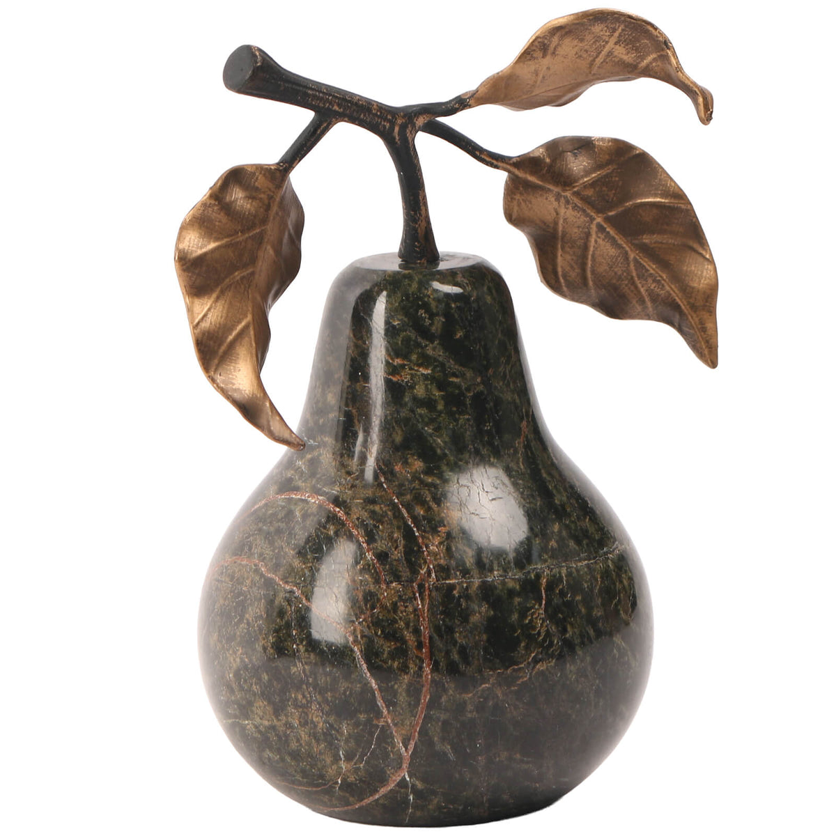 Pear Ornament in Forest Green Marble