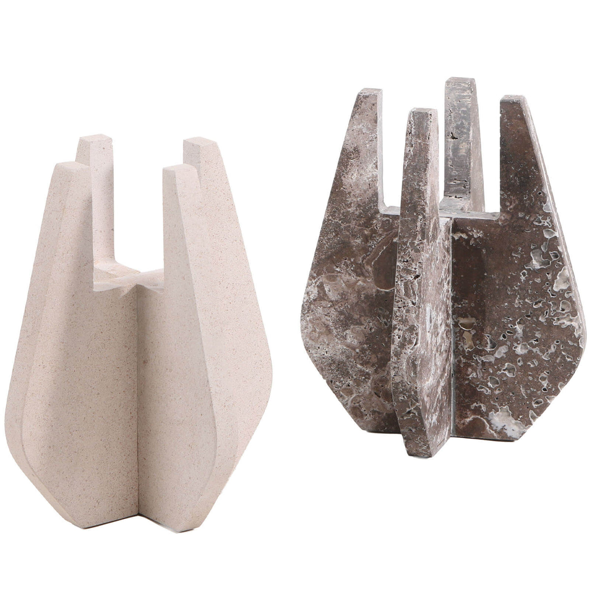 Candle Holder in Beige Marble