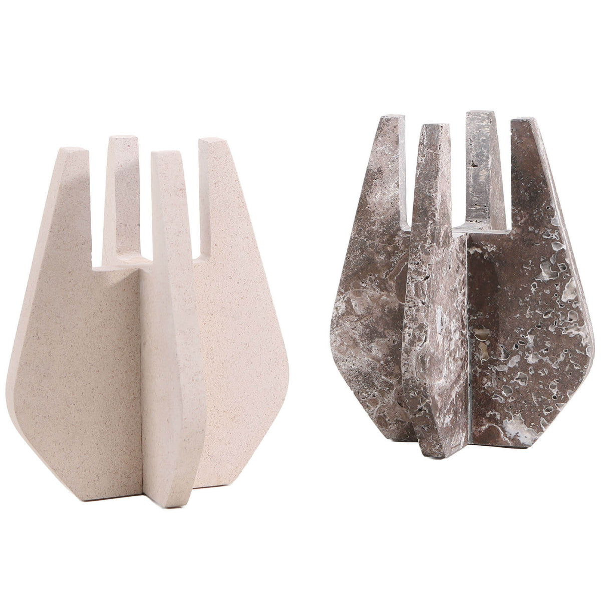 Candle Holder in Beige Marble