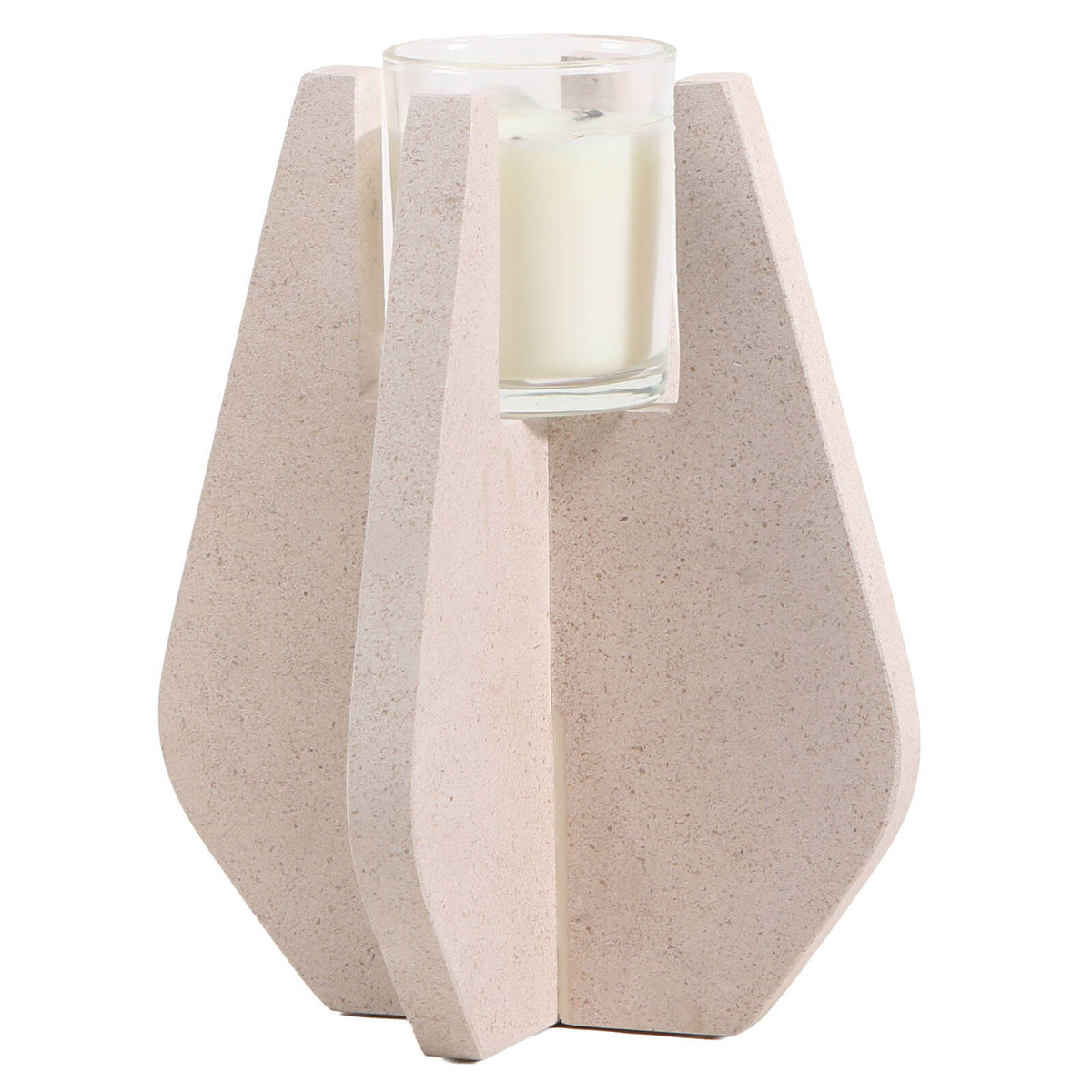 Candle Holder in Beige Marble