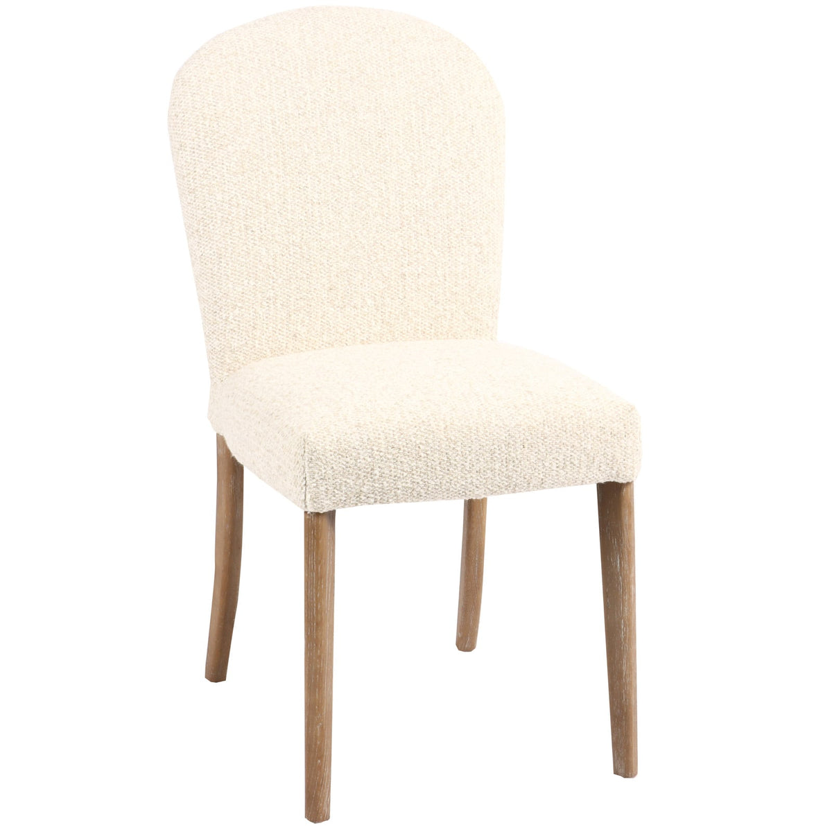 Keiichi Overbury dining chair in natural fabric with wooden legs, upholstered dining chair for modern interiors