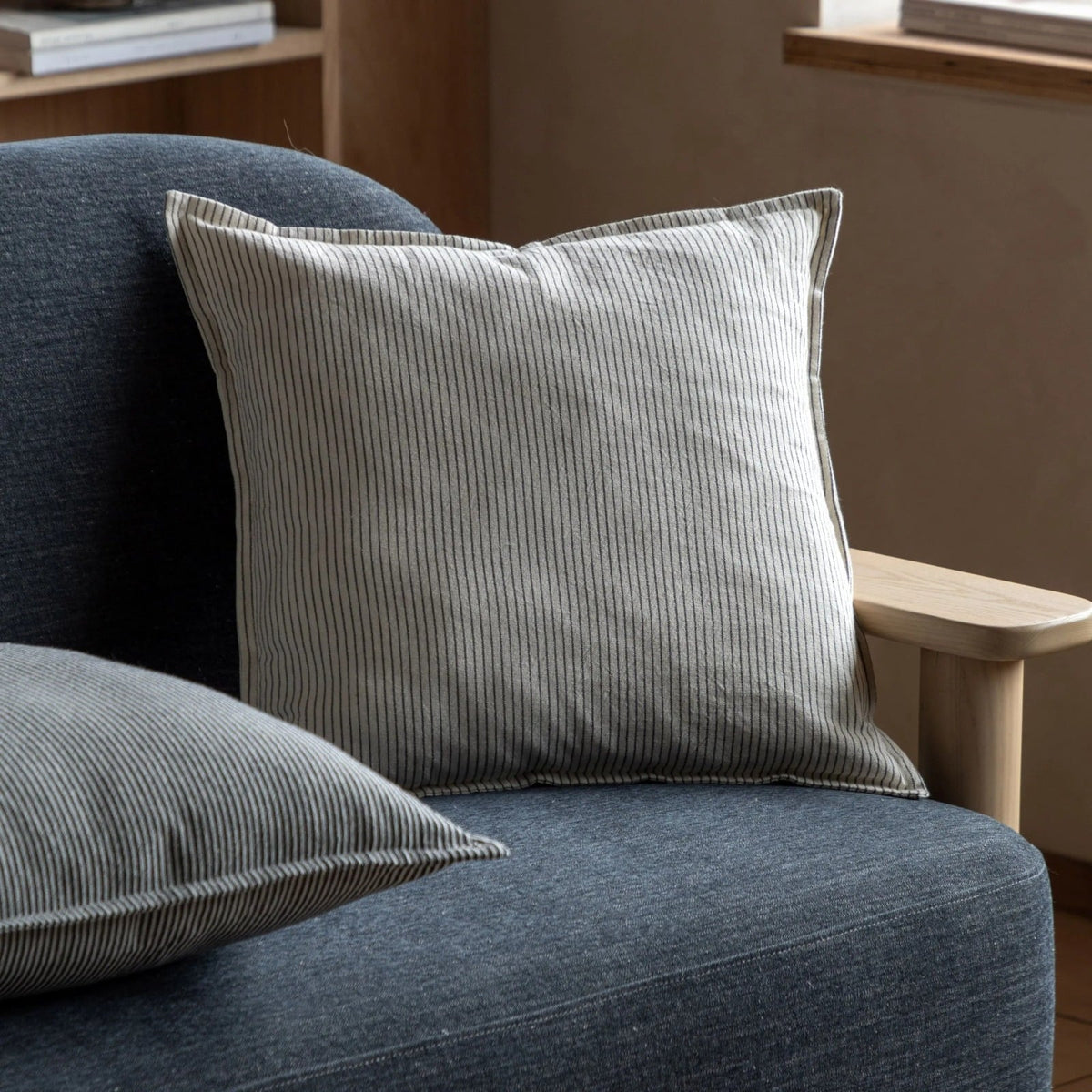 Fairford Woven Stripe Cushion in Cream