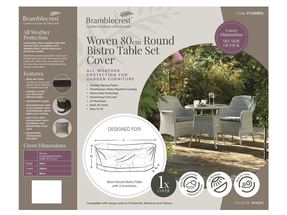 80cm Round Bistro Table Set Cover - Khaki