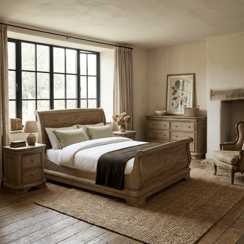 Fulbrook Oak Super King Size Sleigh Bed