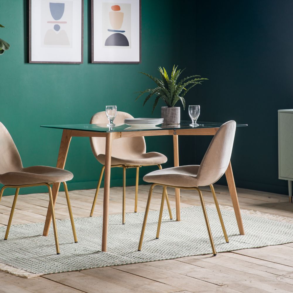 Illinois Dining Table in Oak and Glass - 120cm