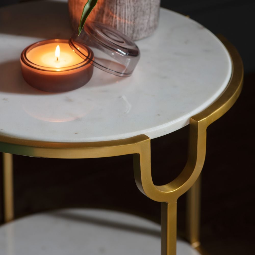 Huntington White Marble Side Table