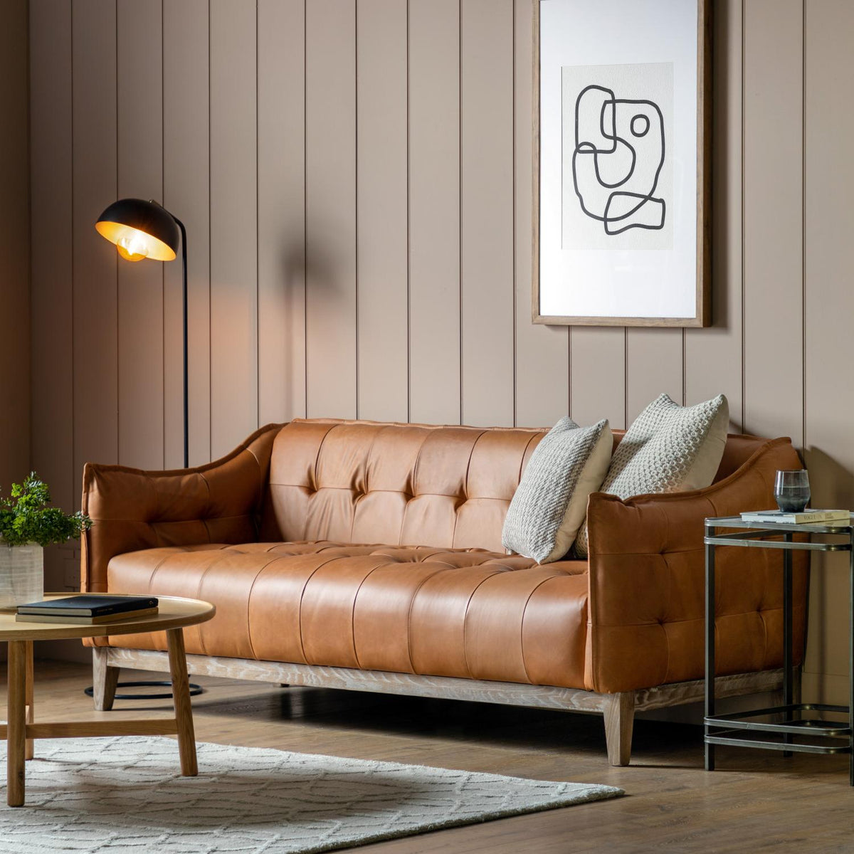 Ophelia 3 Seater Leather Sofa