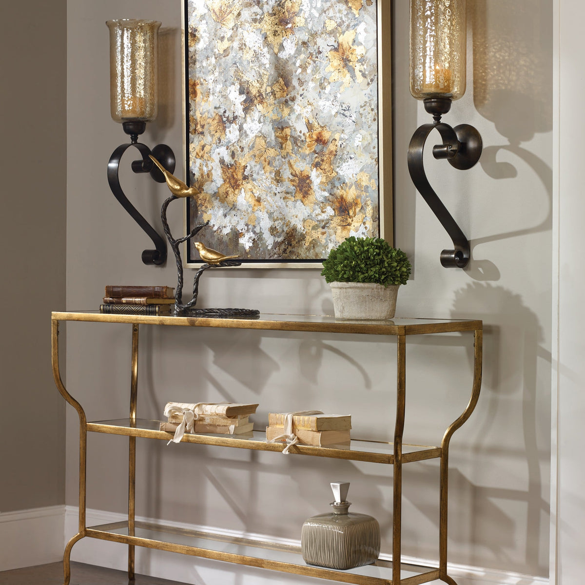 Deline Console Table in Gold
