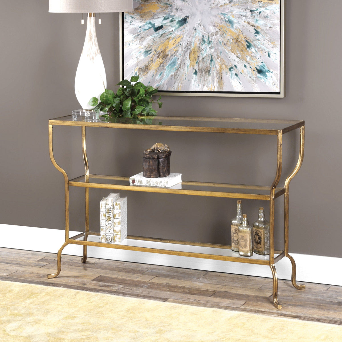 Deline Console Table in Gold