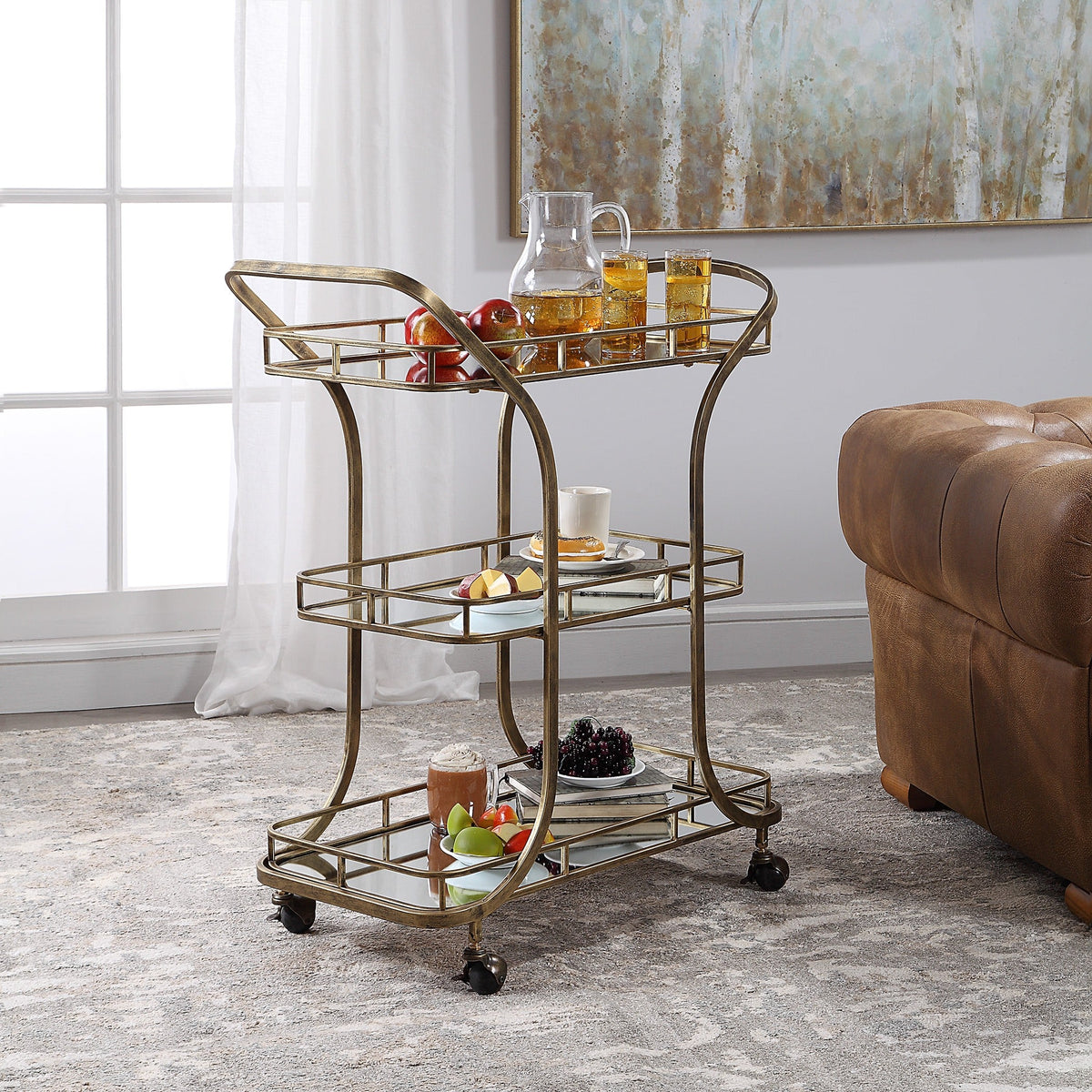 Stassi Gold Serving Cart in Gold