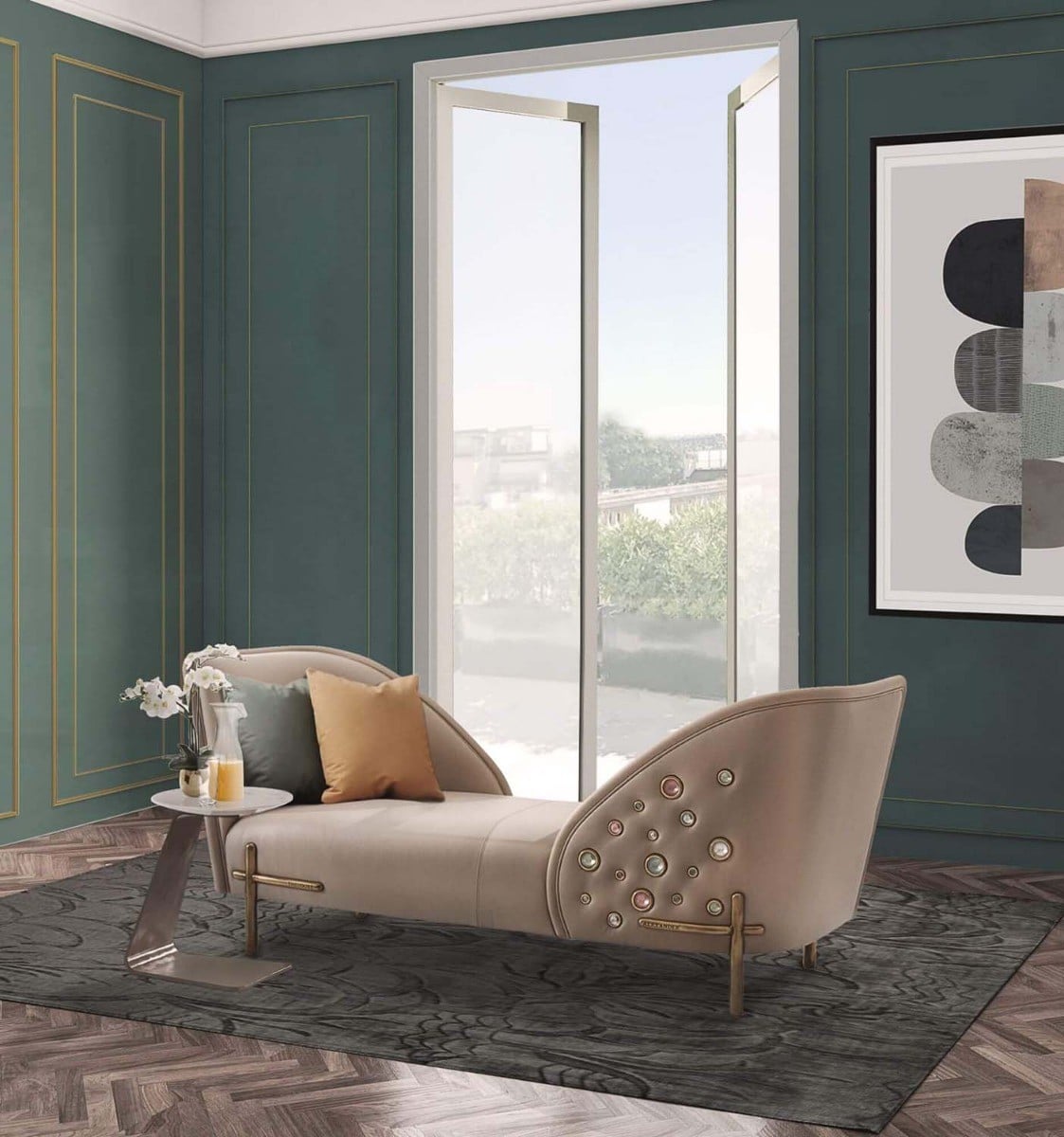 Grace Cantilever Accent Table in Marble