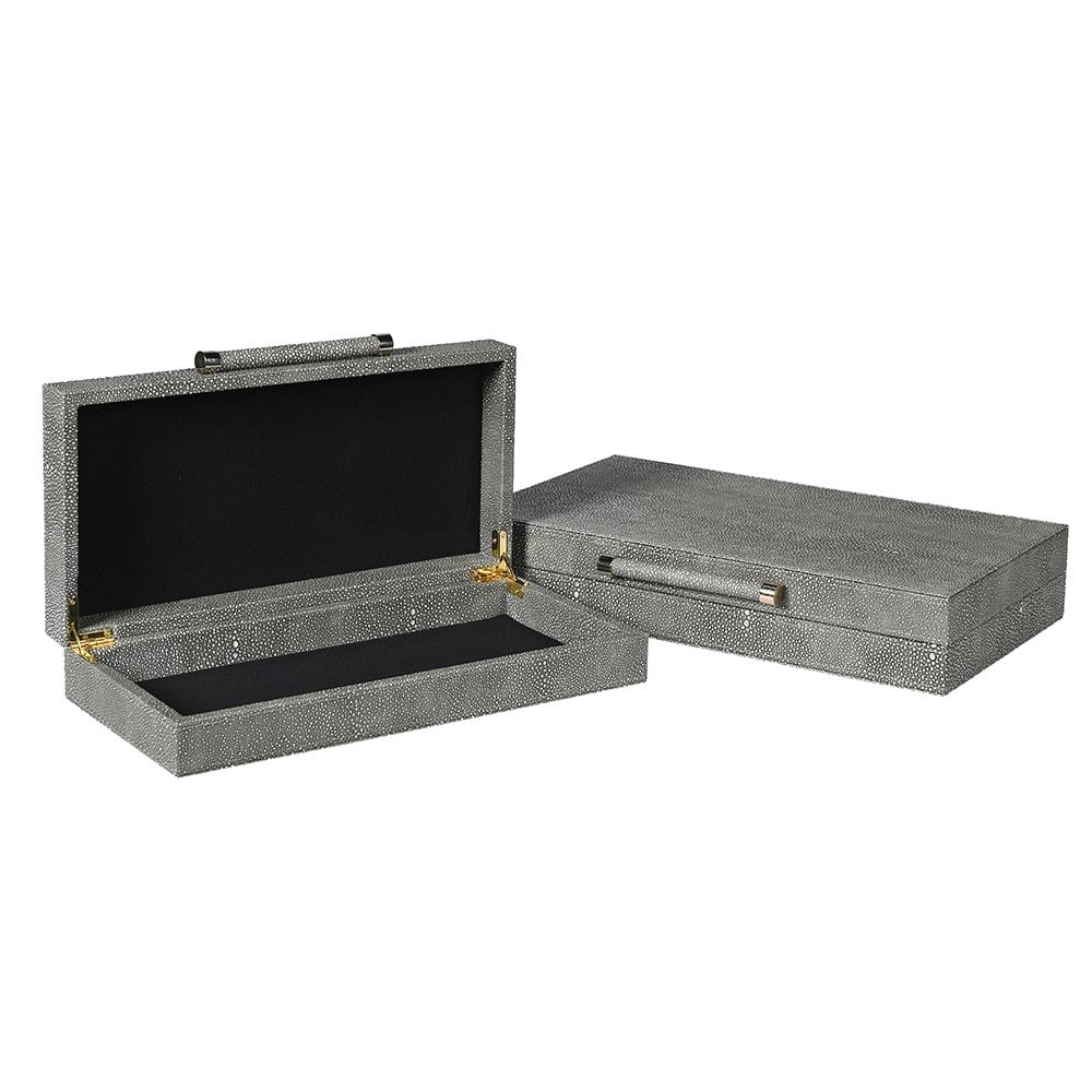 Grey Shagreen Boxes Set of 2