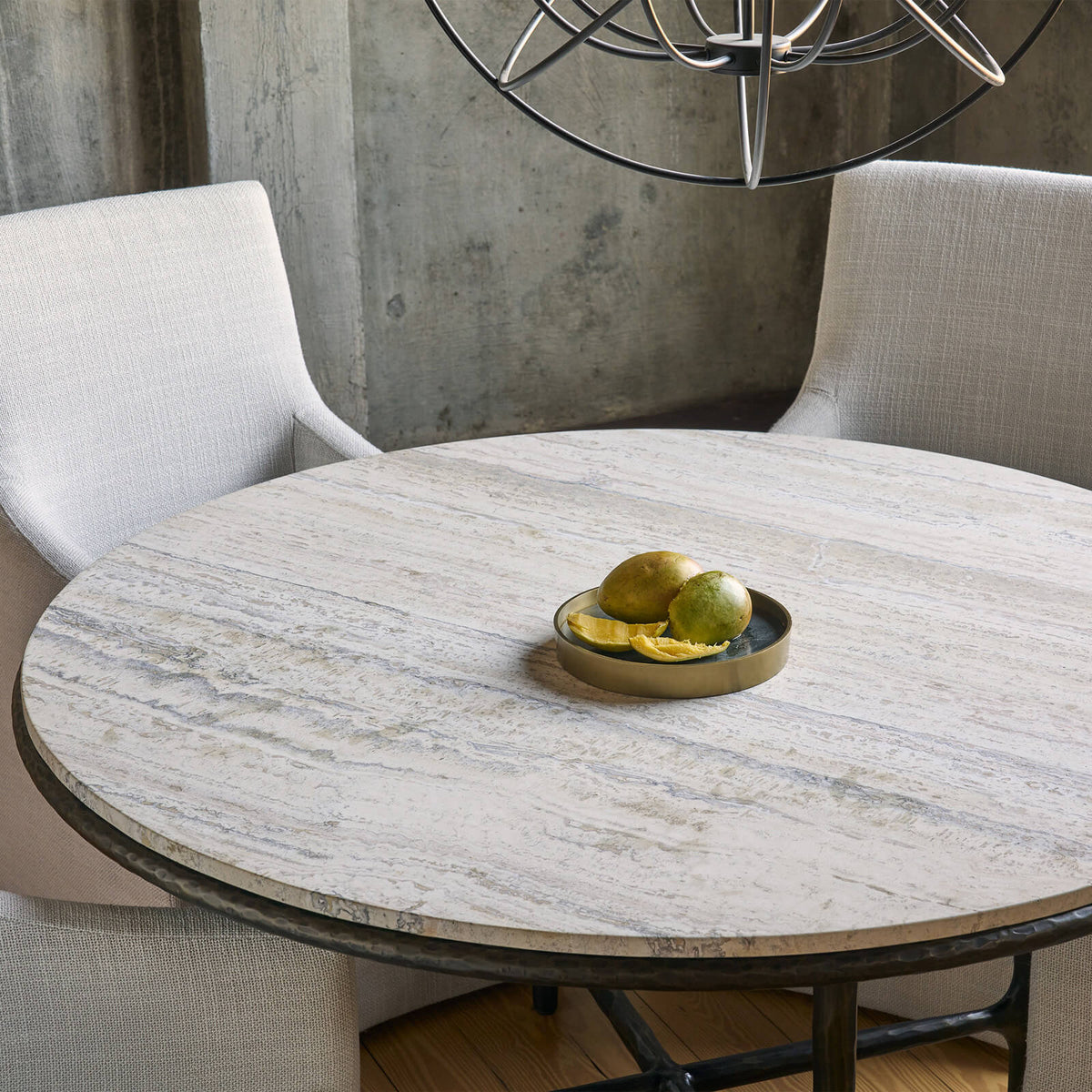 Griffith Park Round Travertine Dining Table