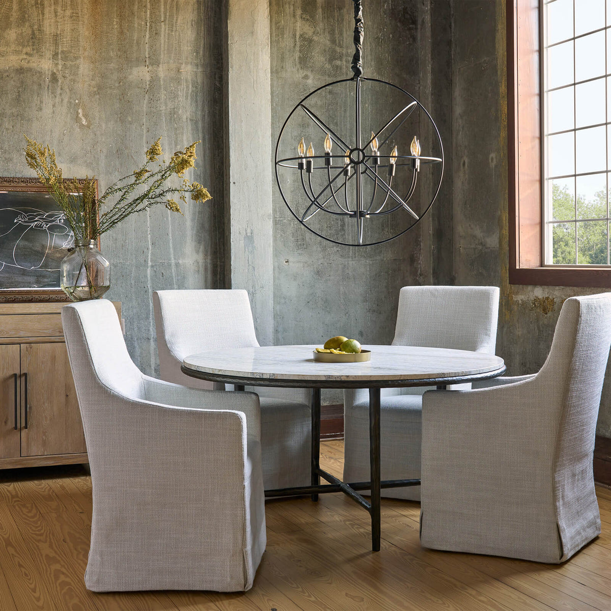 Griffith Park Round Travertine Dining Table
