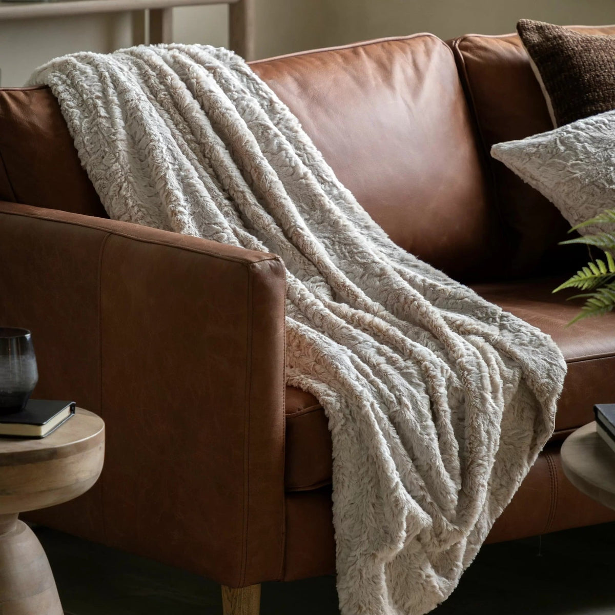 Hampshire Faux Fur Throw in Natural