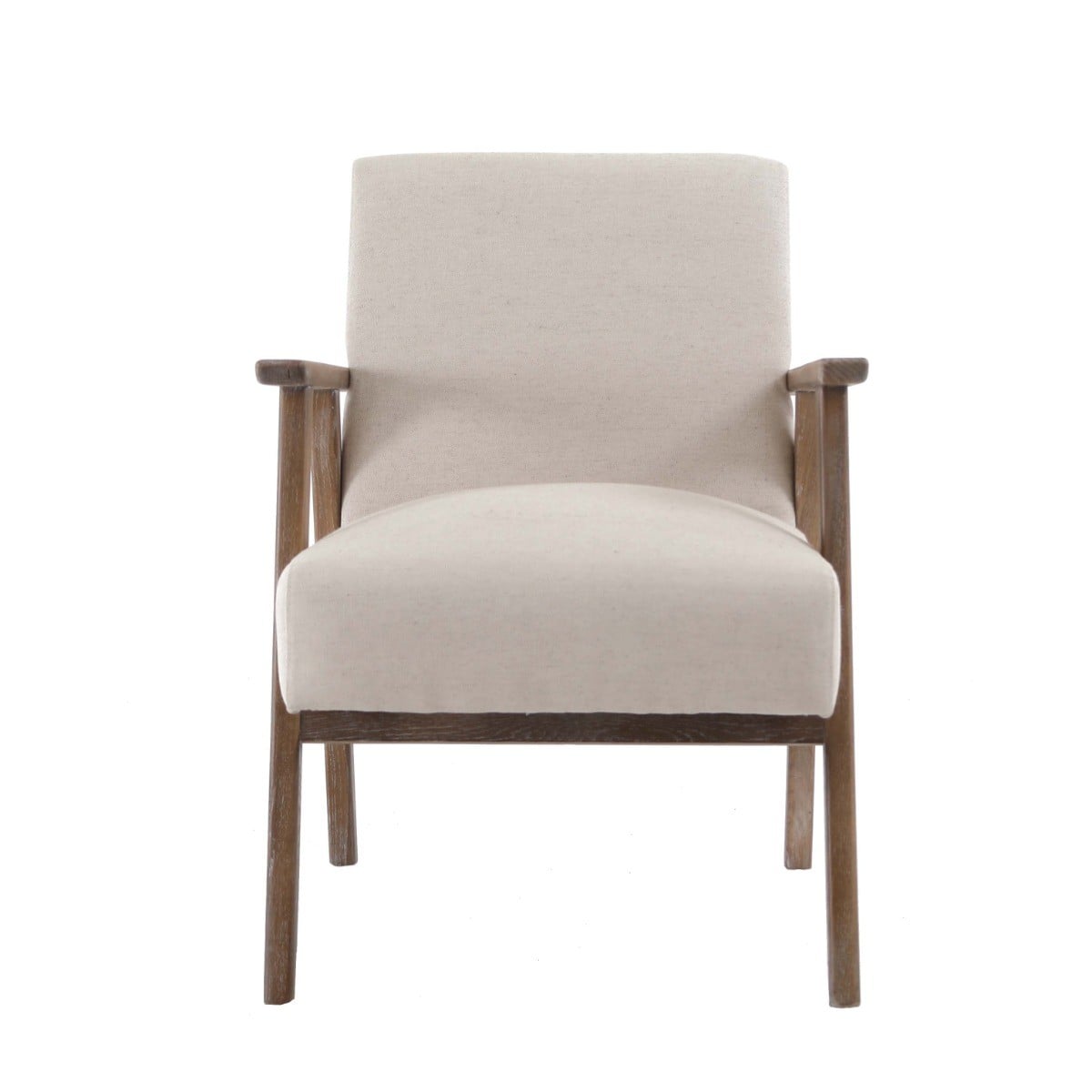 Hereford Mid Century Style Armchair in Natural Linen