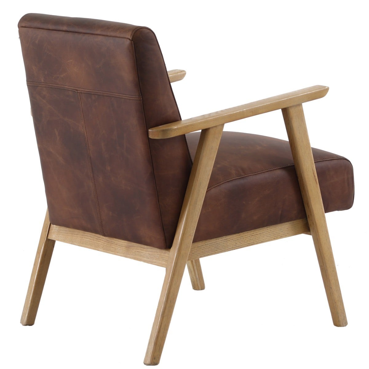 Hereford Mid Century Style Armchair in Brown Leather