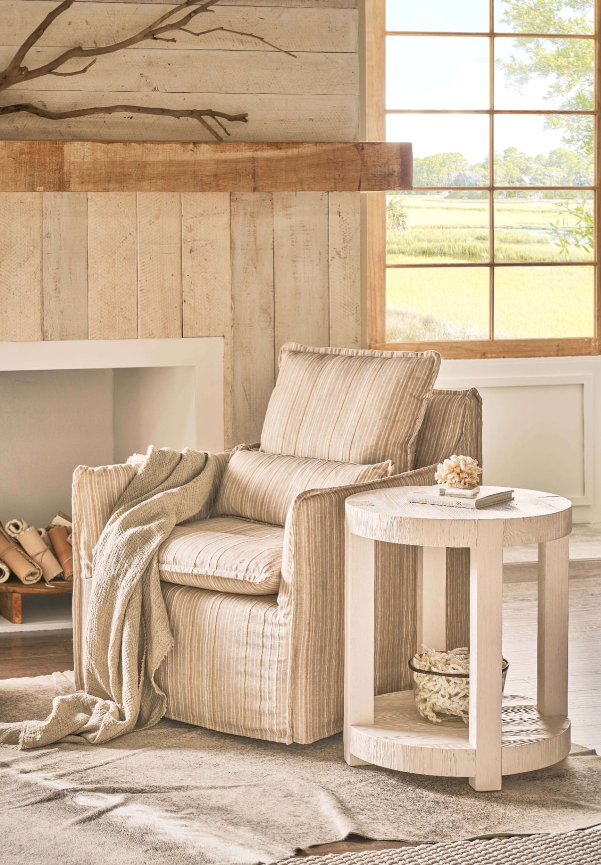 Hermosa Side Table in White Sand