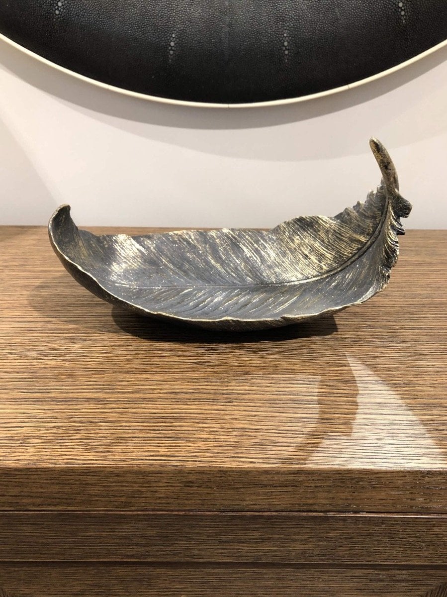 Distressed Feather Decorative Dish