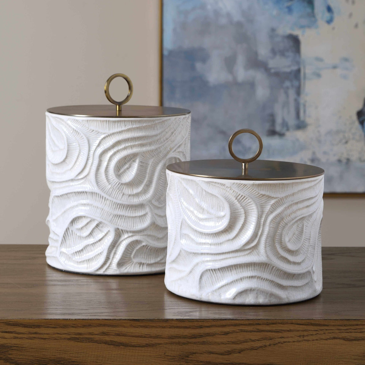 Ivory Tide Canisters, Set of 2