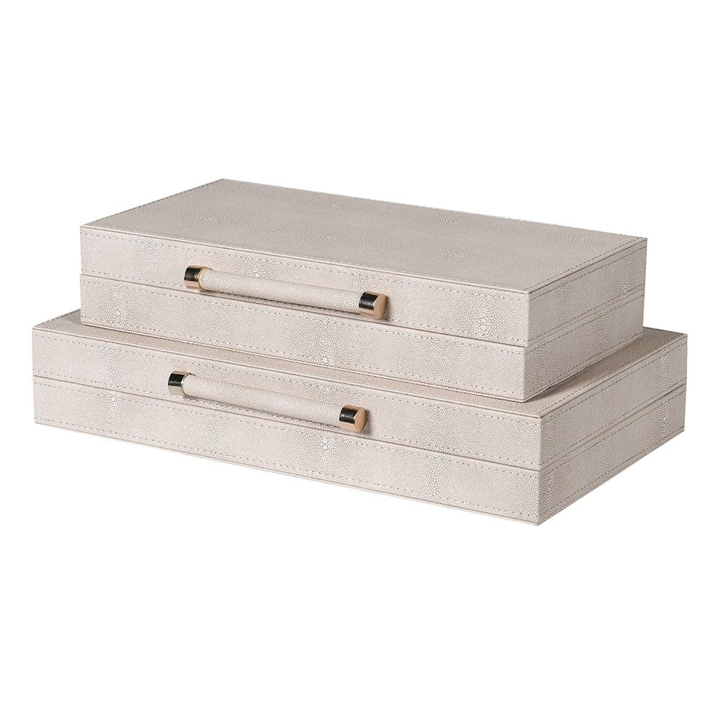 Ivory Shagreen Boxes Set of 2