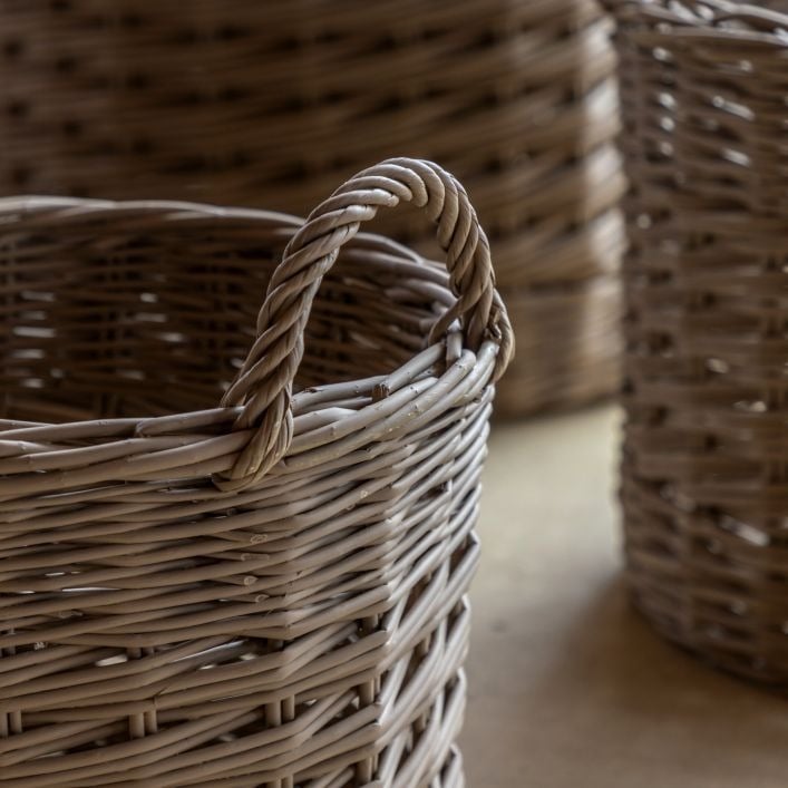 Hand Woven Willow Storage Basket Nest Set of 3 Large