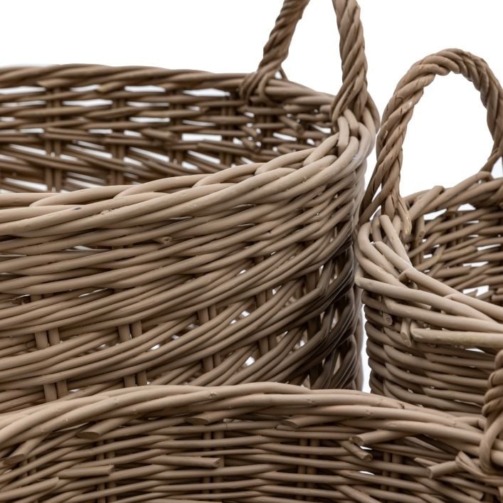 Hand Woven Willow Storage Basket Nest Set of 3 Large