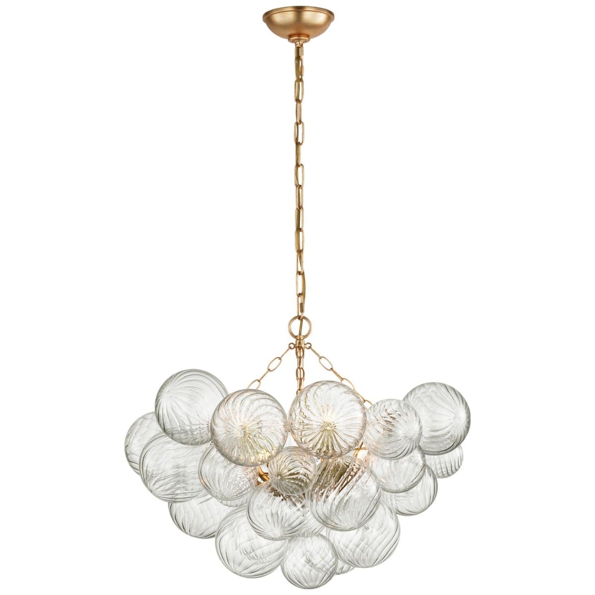Talia Medium Chandelier in Gild and Clear Swirled Glass