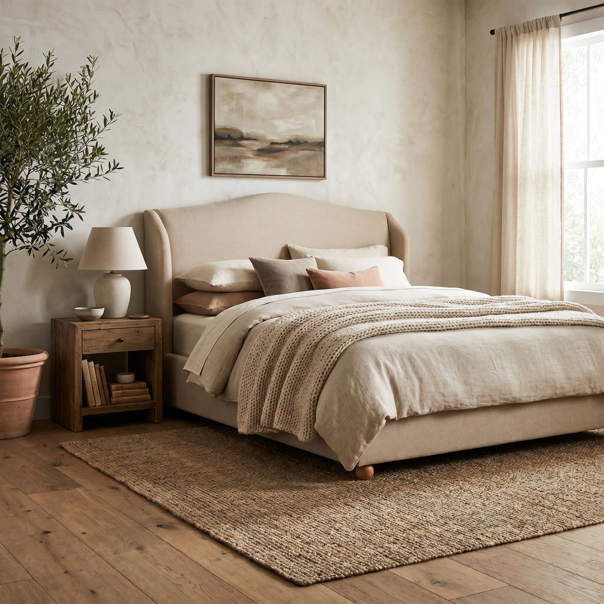 Wilmcote Winged Upholstered Bed - King Size