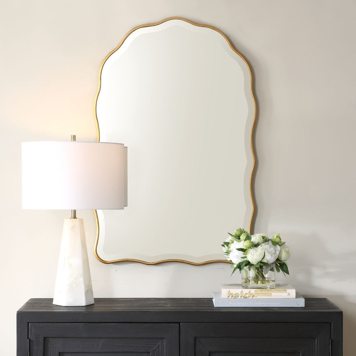 Irregular Arched Mirror in Gold Leaf