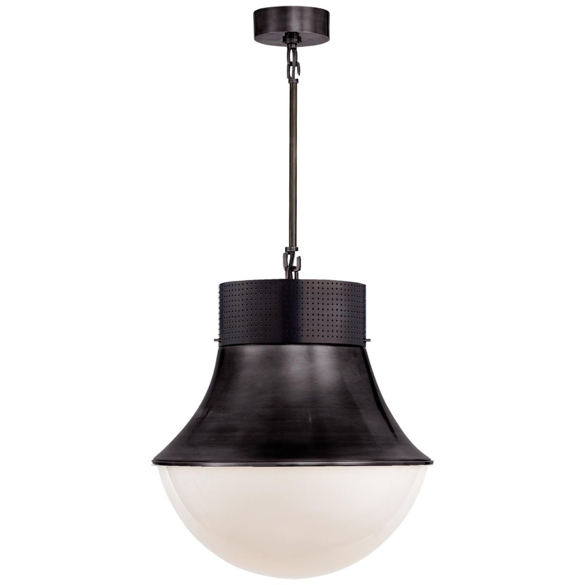 Precision Large Pendant in Bronze with White Glass