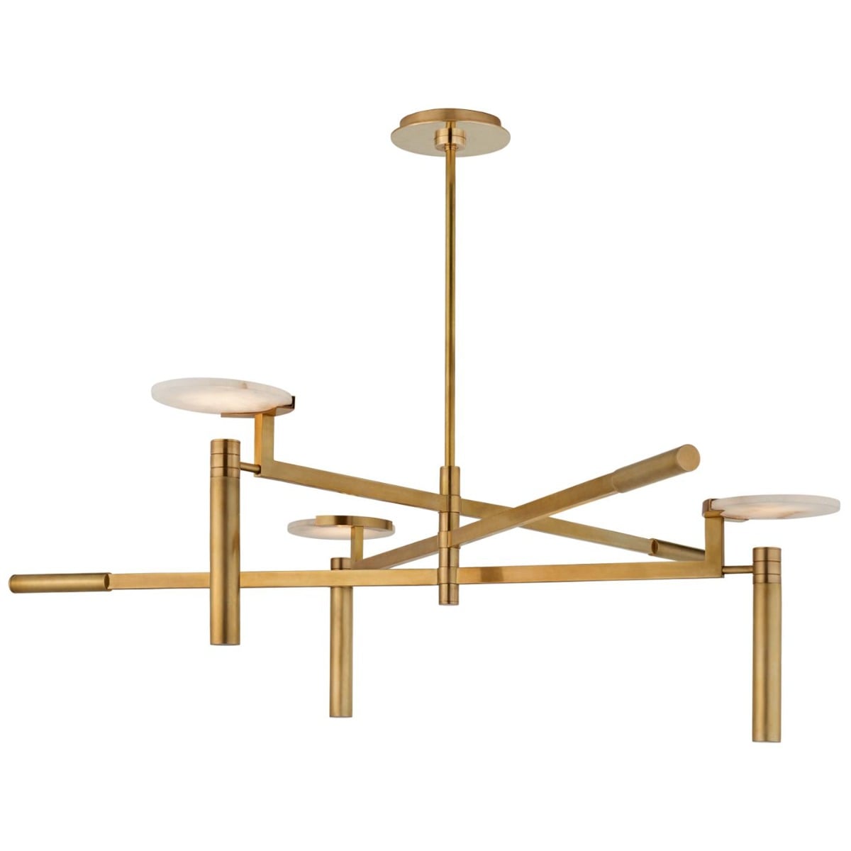 Melange Large Floating Disc Chandelier in Antique-Burnished Brass with Alabaster