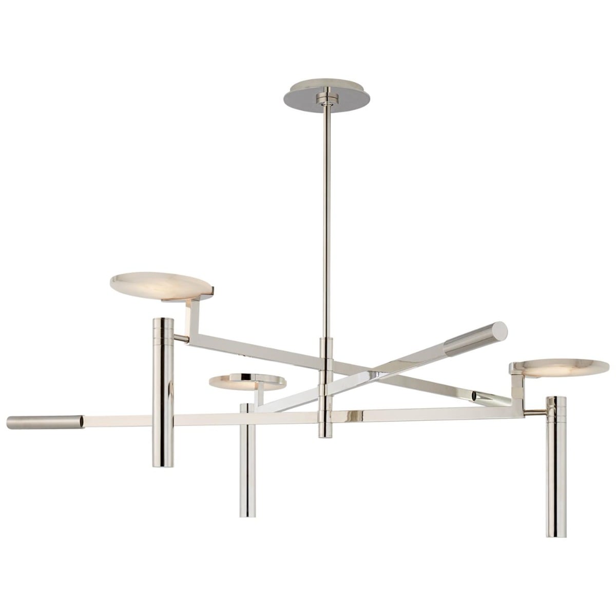 Melange Large Floating Disc Chandelier in Polished Nickel with Alabaster