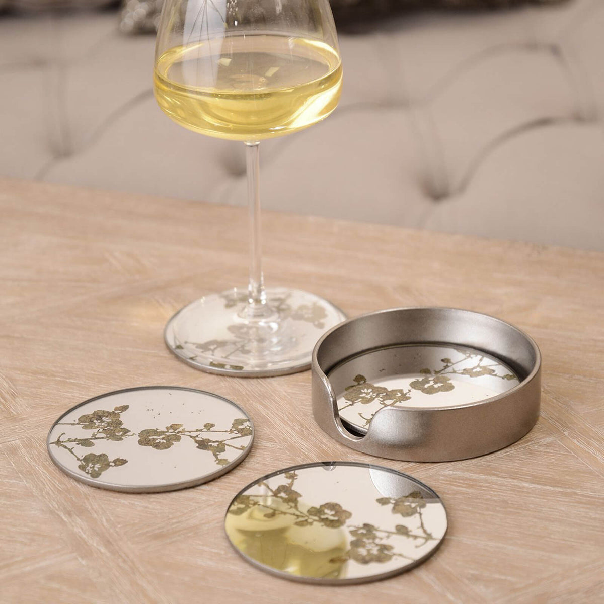 Vienna Blossom Coasters in Antique Gold - Set Of 4