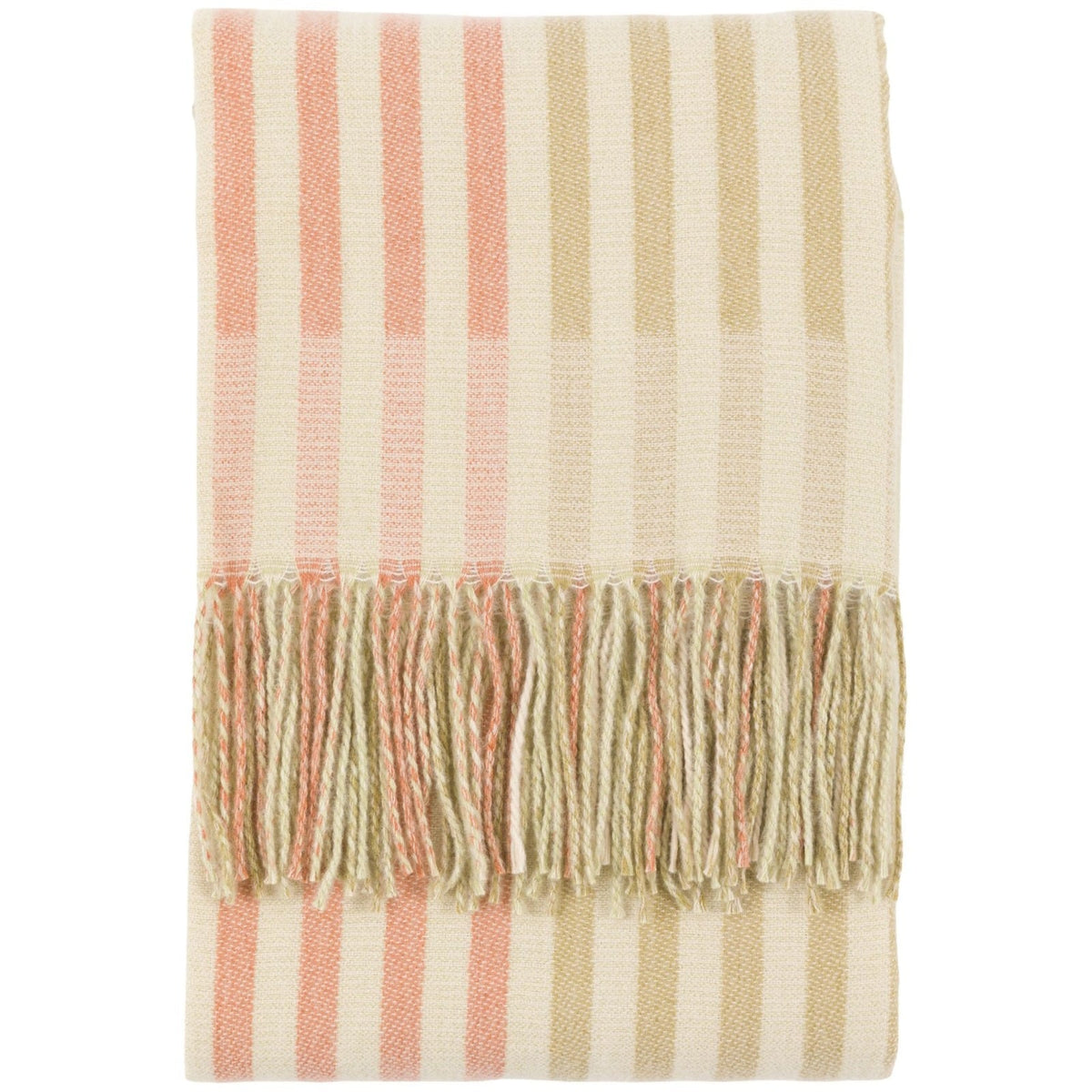 Lille Jacquard Stripe Throw in Sage/Rust