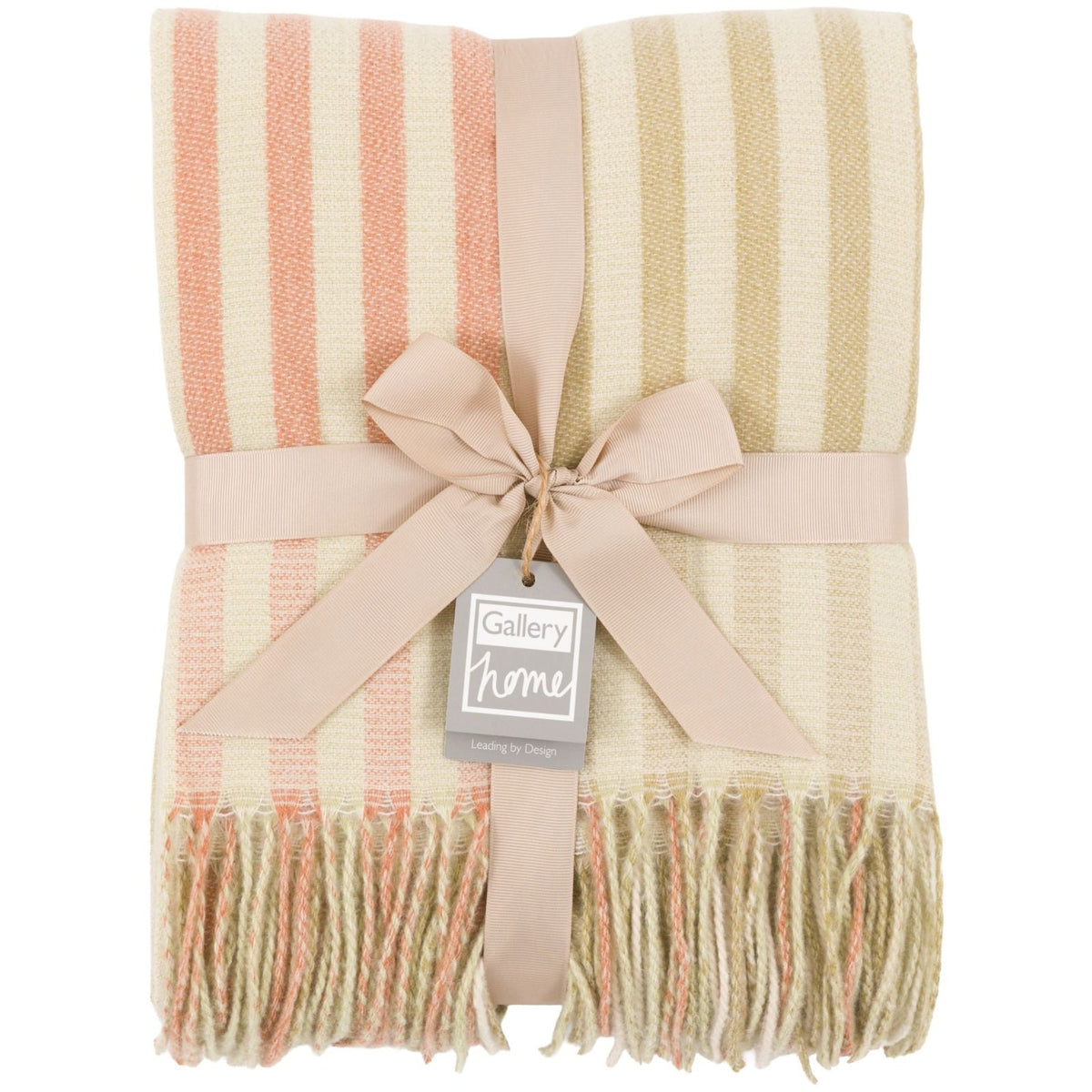 Lille Jacquard Stripe Throw in Sage/Rust