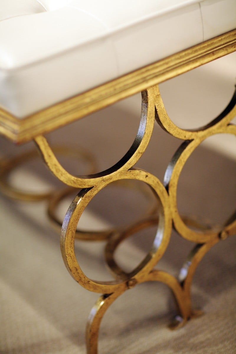 Luxe Circles Bench in Gilded Iron