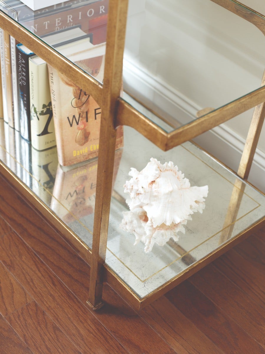 Luxe Shelving Unit in Gilded Iron and Eglomise