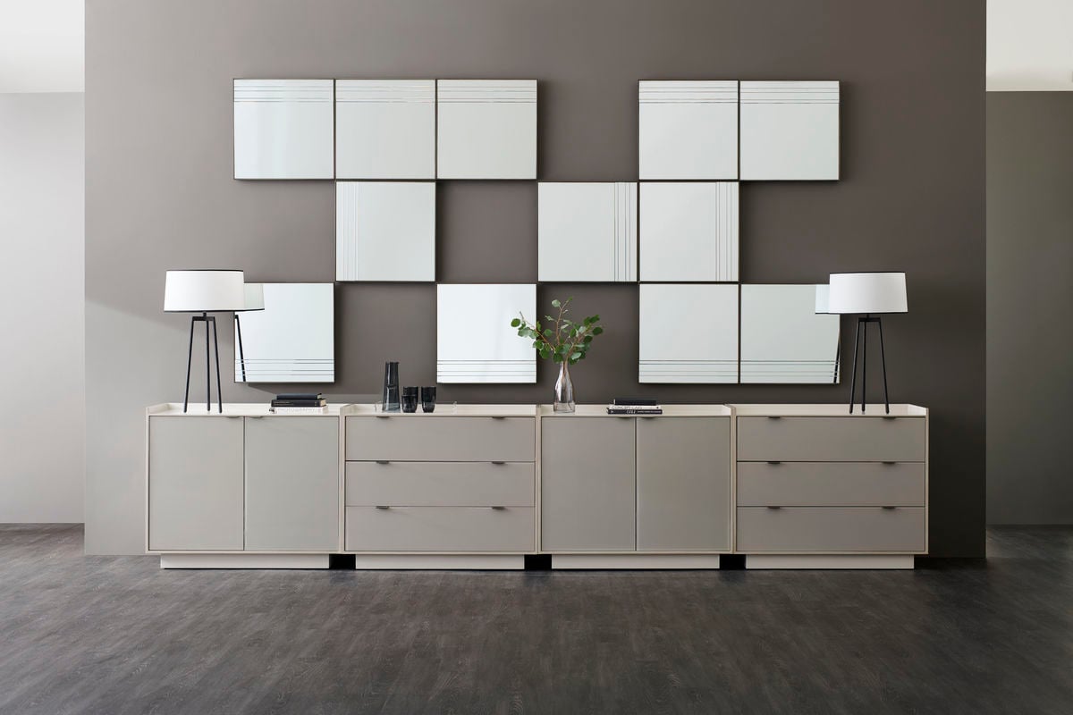 Repetition Square Mirror in London Fog