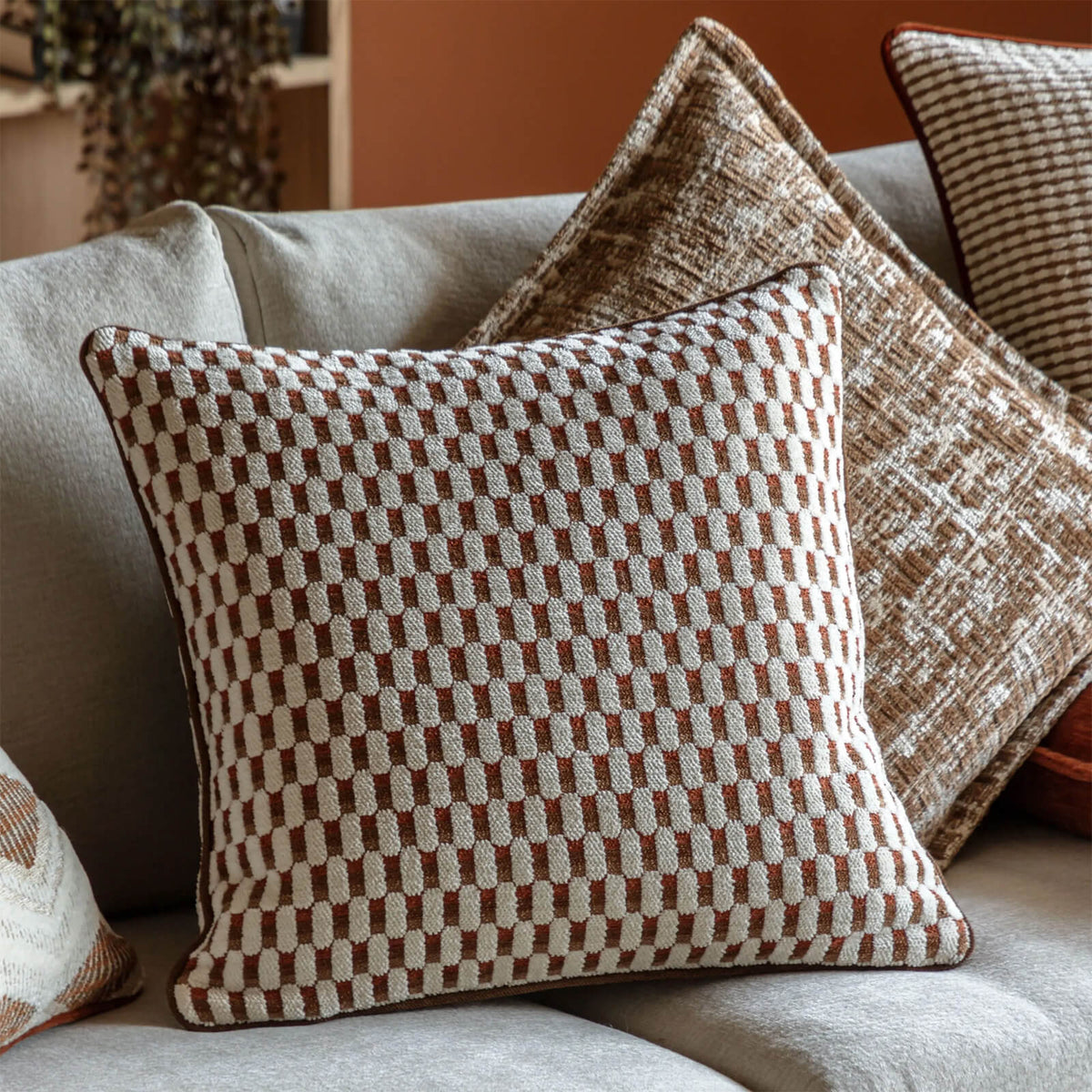 Marais Jacquard Cushion in Rust