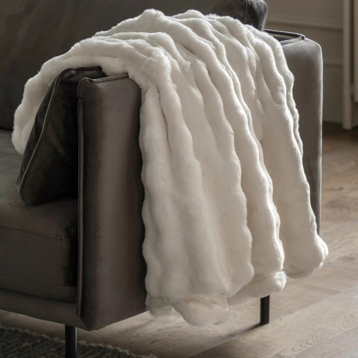 Marshmallow Rabbit Throw in Cream