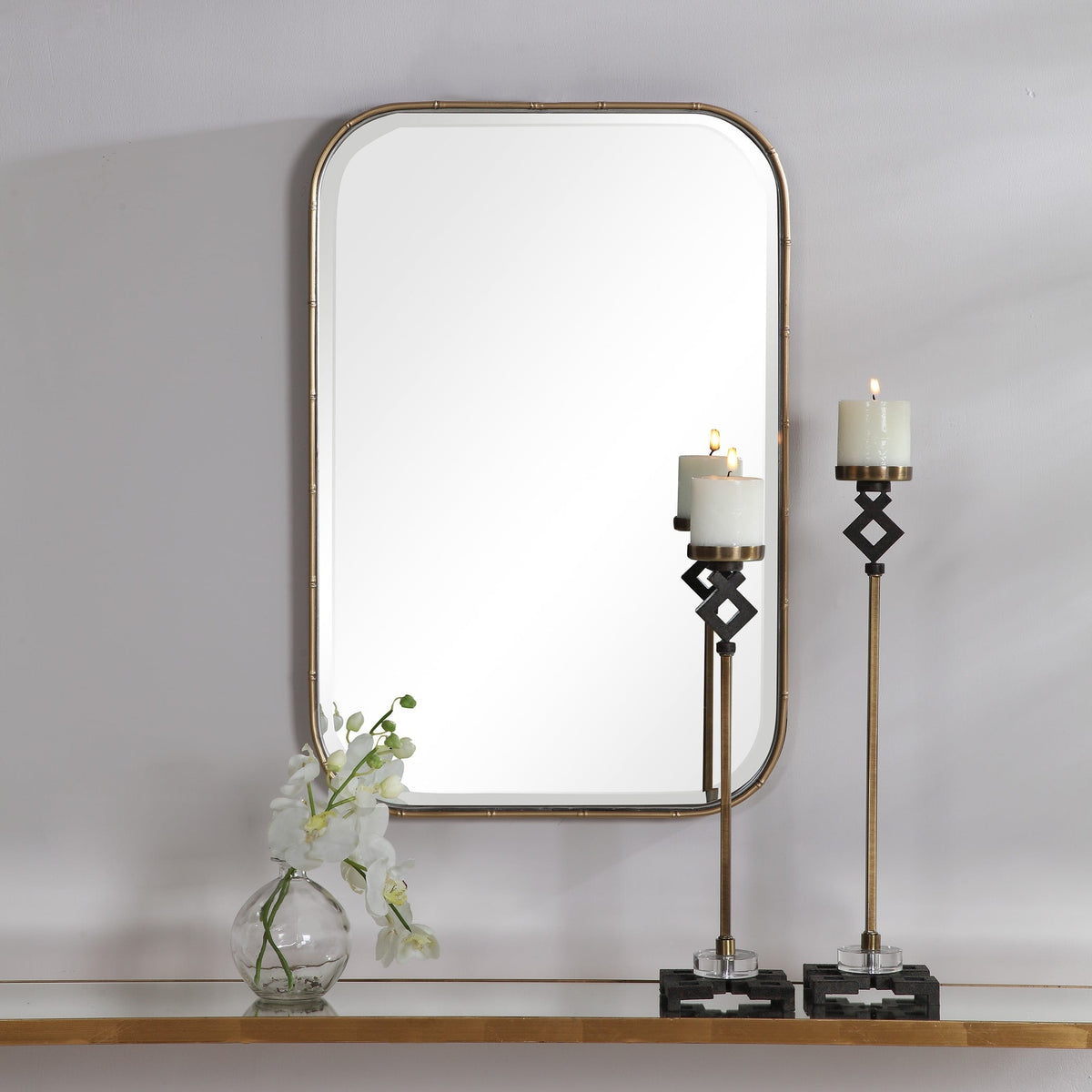 Malay Rectangular Mirror in Antique Gold