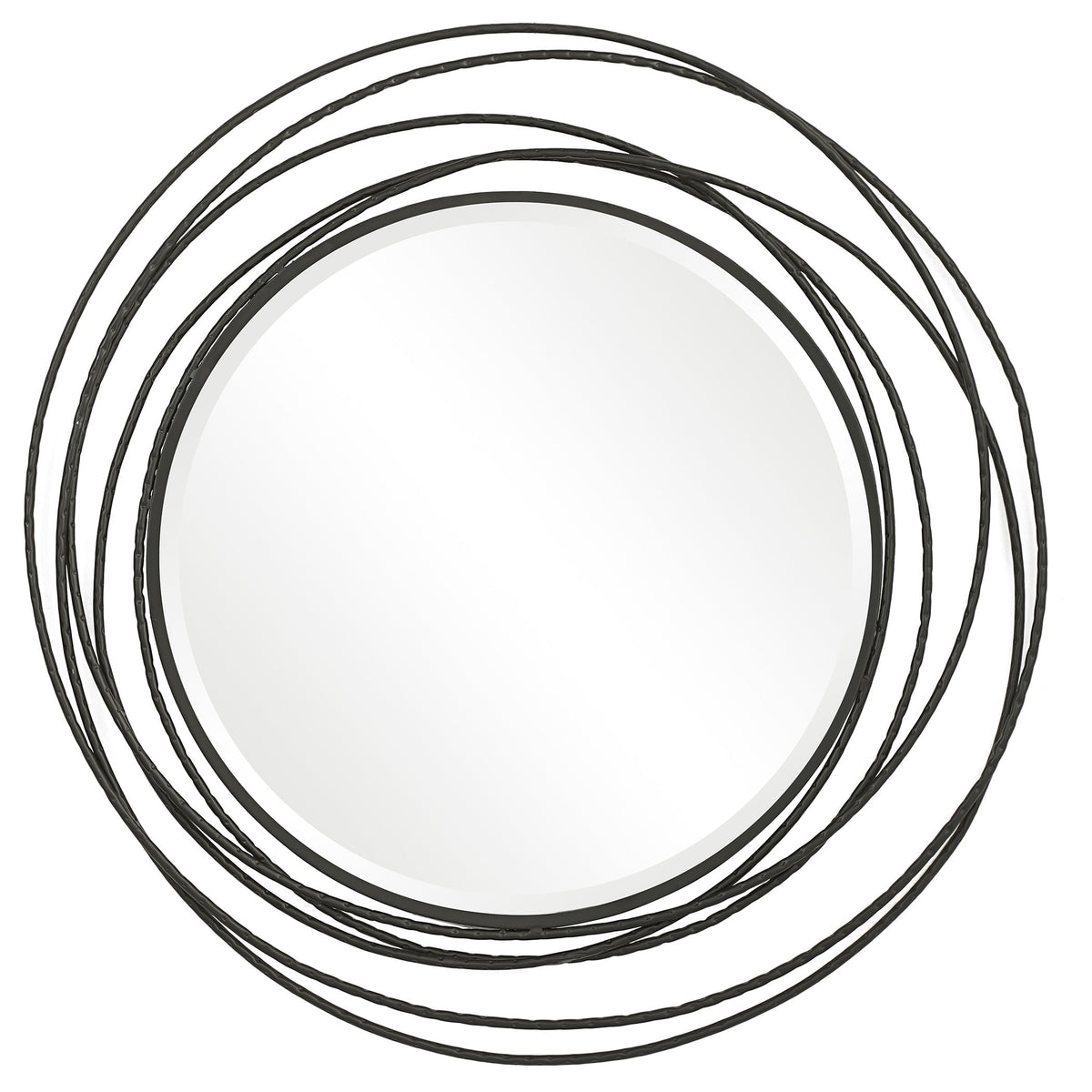  Whirlwind Black Round Mirror