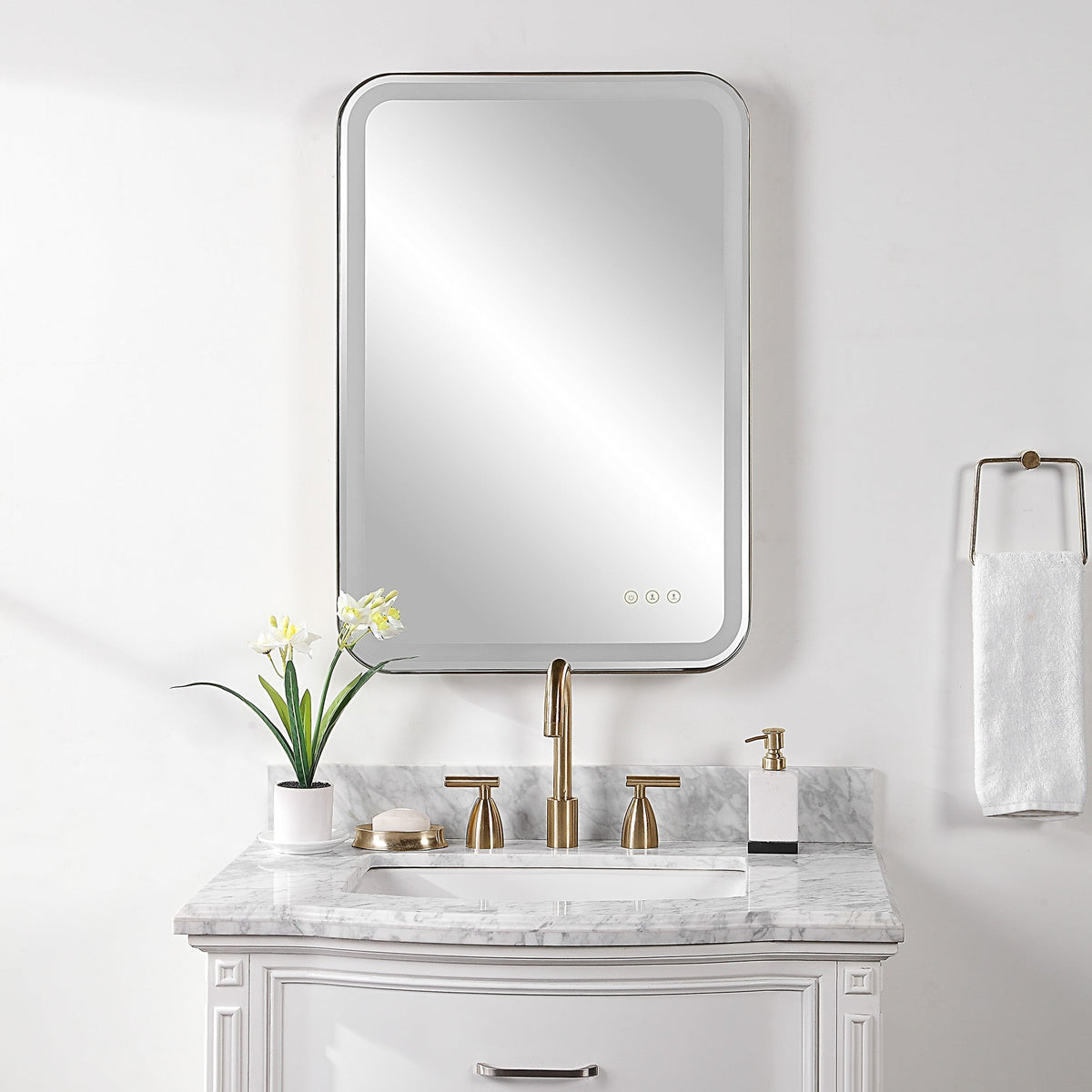 Crofton Rectangular Light Up Mirror in Black