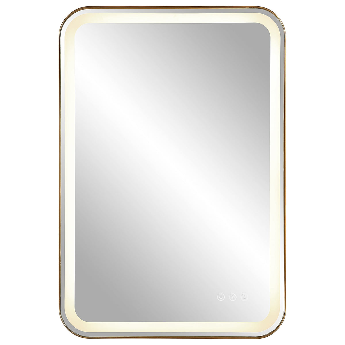  Crofton Lighted Brass Vanity Mirror