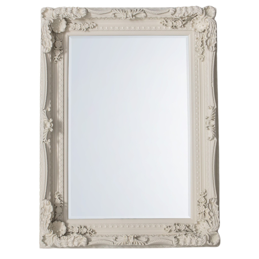 Gloucester Carved Wood Wall Mirror in Cream