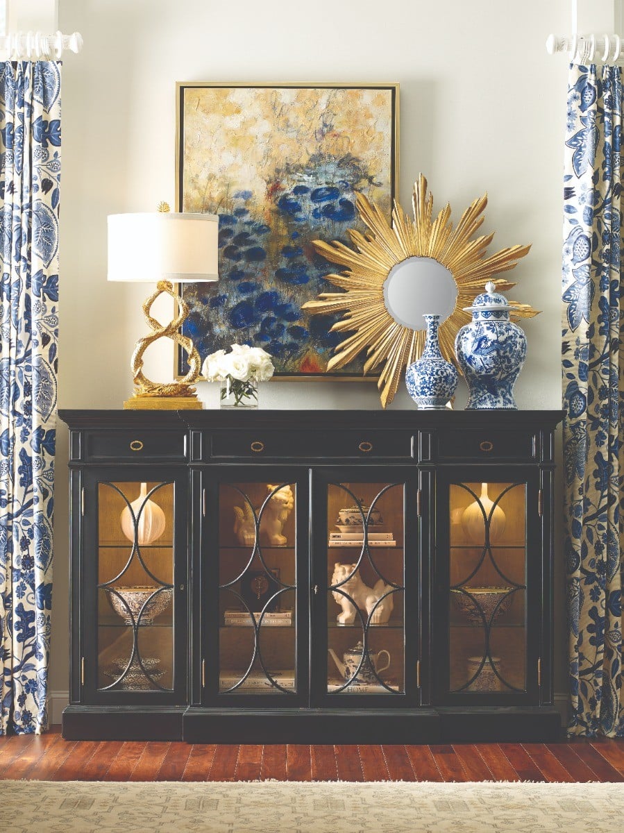 Traditional Four Door Breakfront Display Cabinet